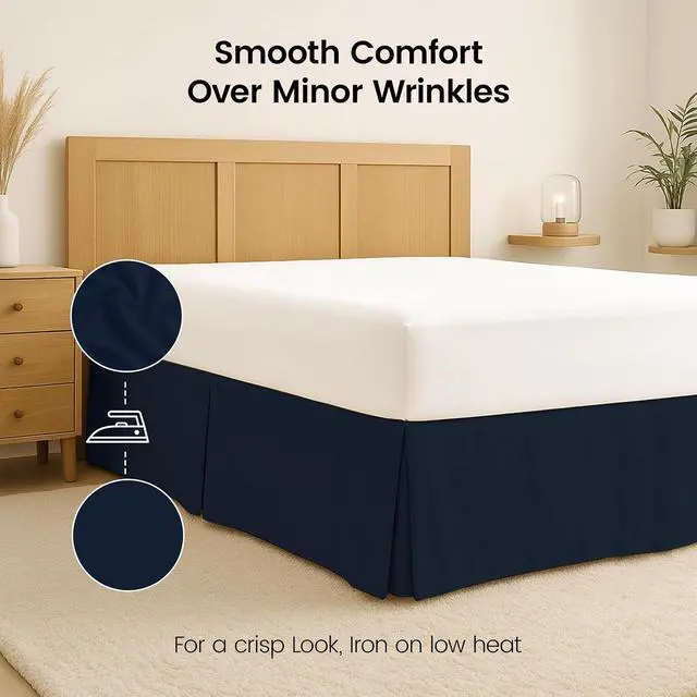 Alt view image 6 of 7 - Full Bed Skirt, Hides Under-Bed Storage 16 Inch Drop, Pleated, White