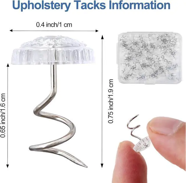 Alt view image 2 of 6 - 60 Pcs Upholstery Tacks Bed Skirt Headliner Furniture Pins Upholstery Screw