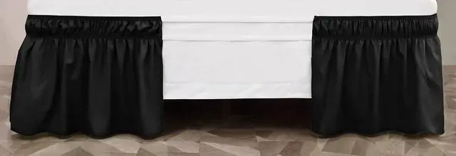 Alt view image 3 of 3 - Toodou Easy to Install Wrap Around Bed Skirt Three Fabric Sides Elastic Dust Ruffled 16 Inch Tailored Drop, Fade Resistant-Black, Twin/Twin XL