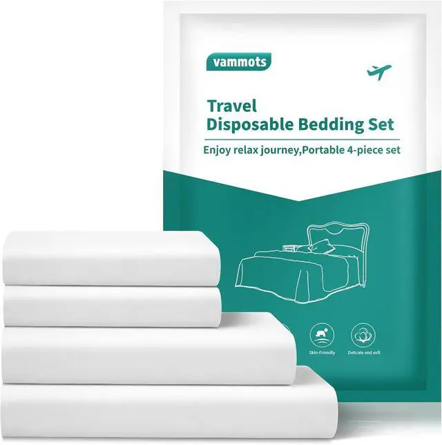 Main image of Disposable Bed Sheets for Hotel, King Size Travel Disposable Bedding Set,Disposable Duvet/Comforter Cover,Safe and Portable for Travel,Contains 1bed Sheet 1quilt Cover and 2pillowcases