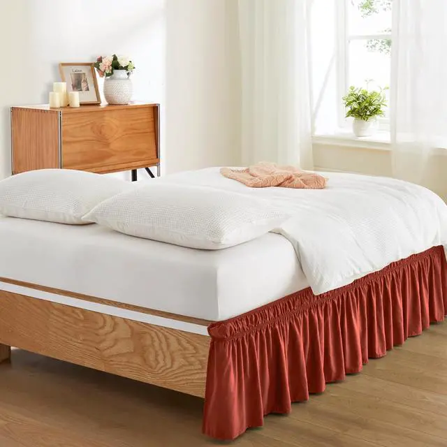 Alt view image 2 of 7 - Entisn Rust Wrap Around Bed Skirt, Twin Twin XL 14-Inch Brushed Drop