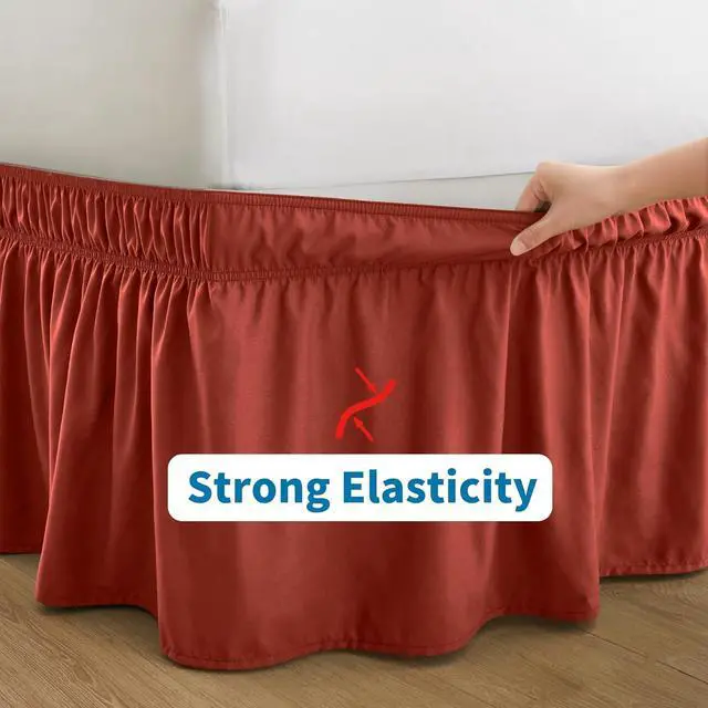 Alt view image 5 of 7 - Entisn Rust Wrap Around Bed Skirt, Twin Twin XL 14-Inch Brushed Drop