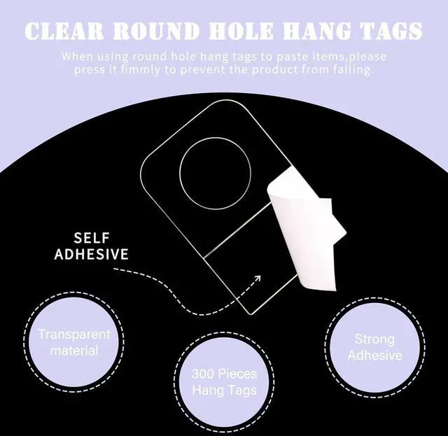 Alt view image 3 of 7 - 300PCS Clear Self Adhesive Hang Tabs, Slot Hole Sticky Hang Tabs Plastic Retail Hanging Tags Sticky Hanging Display Hook for Store Retail Items Display (1.3x0.9 Inch)