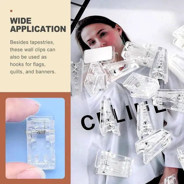 Alt view image 4 of 6 - 30 Pack Clear Adhesive Wall Clips Self Sticky Small Cable Hooks for Hanging String Lights Photos Posters Tapestries Damage Free Decorative Hangers Dorm Essentials