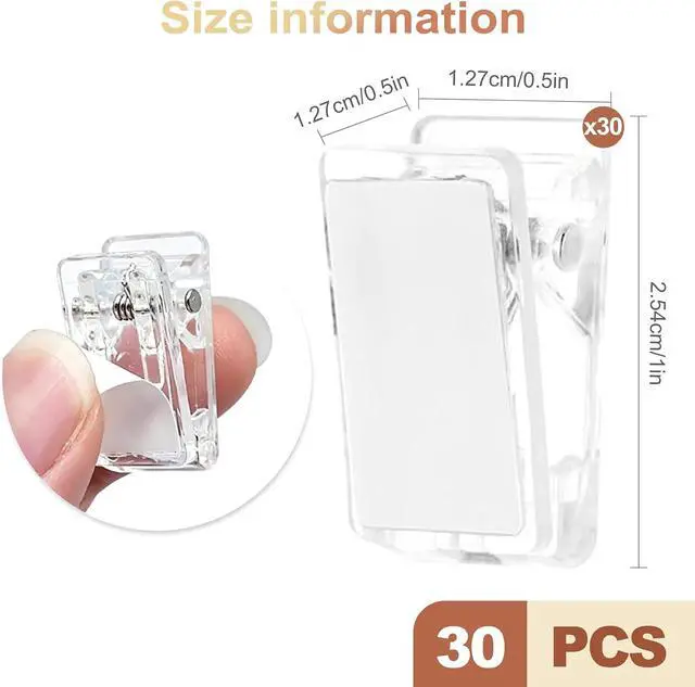 Alt view image 2 of 6 - 30 Pack Clear Adhesive Wall Clips Self Sticky Small Cable Hooks for Hanging String Lights Photos Posters Tapestries Damage Free Decorative Hangers Dorm Essentials