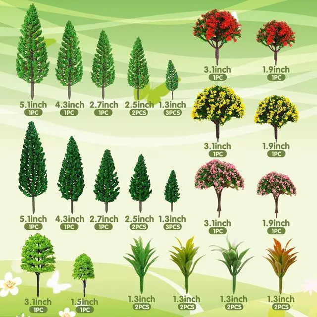 Alt view image 2 of 7 - 32Pcs Model Trees Mixed Miniature Plants Model Train Scenery for Handcrafts