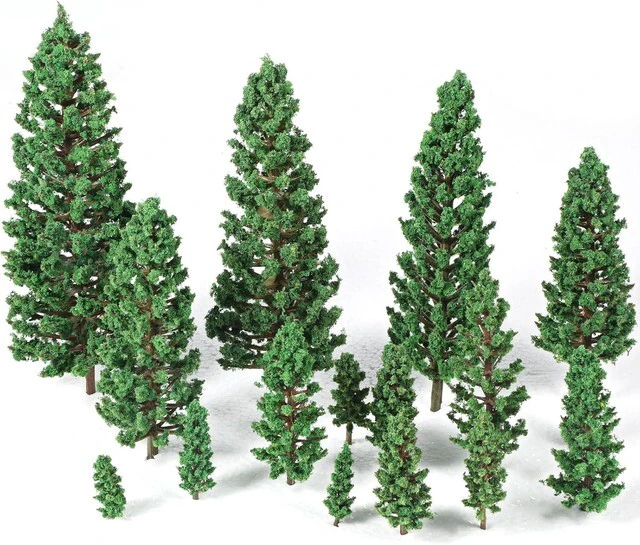 Main image of 16 Pcs Model Pine Trees, 1.4-6.3 Inch Mixed Miniature Trees Diorama Supplies Fake Tree Landscape Tree for DIY Crafts, Building Model Scenery Landscape (Natural Green)