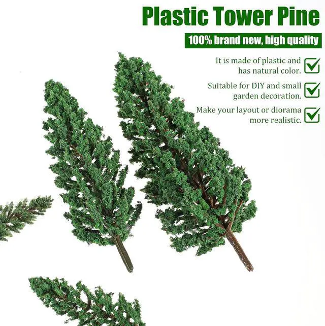 Alt view image 3 of 7 - 16 Pcs Model Pine Trees, 1.4-6.3 Inch Mixed Miniature Trees Diorama Supplies Fake Tree Landscape Tree for DIY Crafts, Building Model Scenery Landscape (Natural Green)