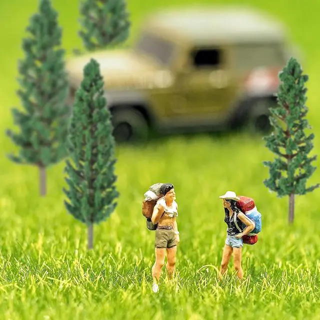 Alt view image 5 of 7 - 16 Pcs Model Pine Trees, 1.4-6.3 Inch Mixed Miniature Trees Diorama Supplies Fake Tree Landscape Tree for DIY Crafts, Building Model Scenery Landscape (Natural Green)