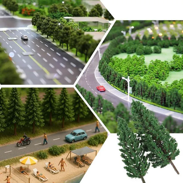 Alt view image 7 of 7 - 16 Pcs Model Pine Trees, 1.4-6.3 Inch Mixed Miniature Trees Diorama Supplies Fake Tree Landscape Tree for DIY Crafts, Building Model Scenery Landscape (Natural Green)