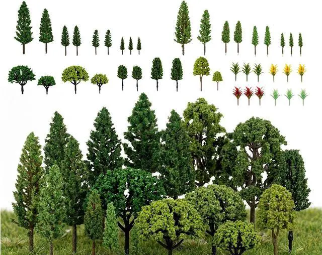 Main image of 40 Pcs Miniature Trees 1.3-5.1 Inch Assorted Model Trees for Crafts Forest Diorama Kit Faux Plants Landscape Set for DIY