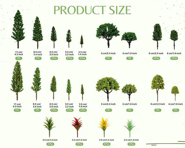 Alt view image 2 of 7 - 40 Pcs Miniature Trees 1.3-5.1 Inch Assorted Model Trees for Crafts Forest Diorama Kit Faux Plants Landscape Set for DIY