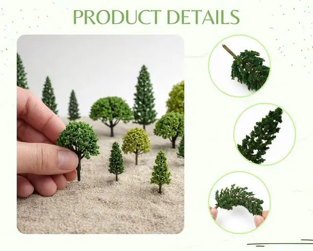 Alt view image 3 of 7 - 40 Pcs Miniature Trees 1.3-5.1 Inch Assorted Model Trees for Crafts Forest Diorama Kit Faux Plants Landscape Set for DIY