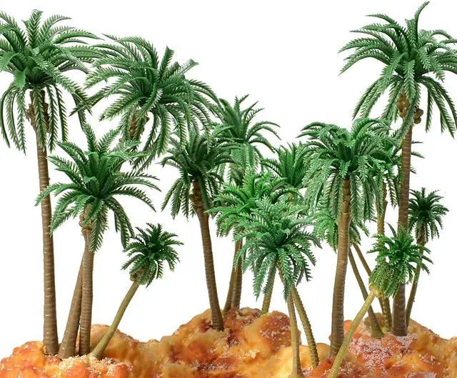 Alt view image 6 of 7 - Palm Tree Model Trees, 18PCS Miniature Palm Trees Mixed 5 Size Fake Plastic Trees for Diorama, Model Train, Fairy Garden, Cake Decoration DIY Scenery Landscape Cake Decoration(3.1" - 6.3")