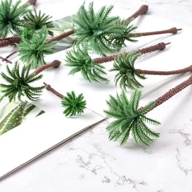 Alt view image 6 of 7 - Palm Tree Model Trees, Miniature Palm Trees Fake Plastic Trees for Cake Decoration, Diorama, Fairy Garden, Train Scenery & Beach Landscape DIY(20PCS2.1" - 7.4")