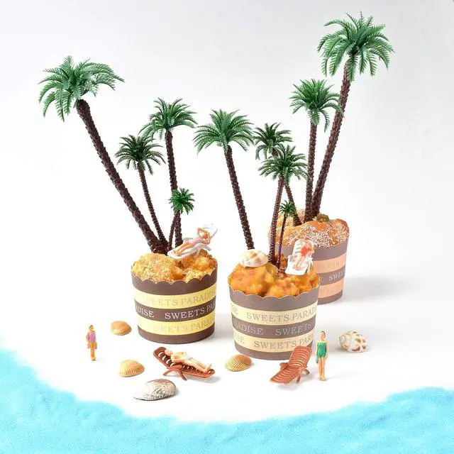 Alt view image 7 of 7 - Palm Tree Model Trees, Miniature Palm Trees Fake Plastic Trees for Cake Decoration, Diorama, Fairy Garden, Train Scenery & Beach Landscape DIY(20PCS2.1" - 7.4")