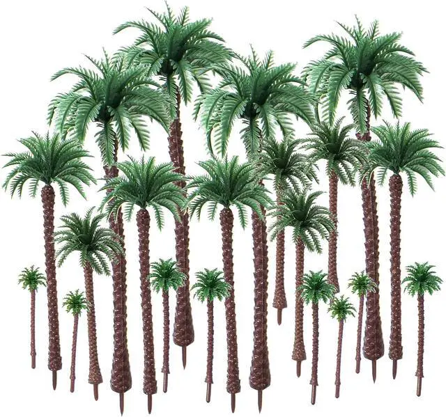 Main image of Palm Tree Model Trees, Miniature Palm Trees Fake Plastic Trees for Cake Decoration, Diorama, Fairy Garden, Train Scenery & Beach Landscape DIY(20PCS2.1" - 7.4")