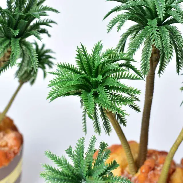 Alt view image 7 of 7 - Palm Tree Model Trees, 18PCS Miniature Palm Trees Mixed 5 Size Fake Plastic Trees for Diorama, Model Train, Fairy Garden, Cake Decoration DIY Scenery Landscape Cake Decoration(3.1" - 6.3")