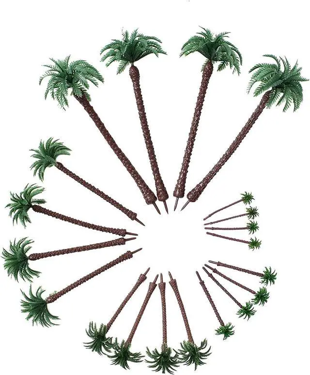 Alt view image 5 of 7 - Palm Tree Model Trees, Miniature Palm Trees Fake Plastic Trees for Cake Decoration, Diorama, Fairy Garden, Train Scenery & Beach Landscape DIY(20PCS2.1" - 7.4")