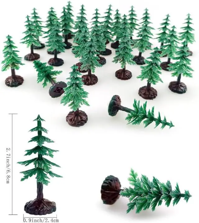 Alt view image 2 of 5 - 30 PCS Miniature Trees Miniature Christmas Tree Figurines for Crafts Plastic Trees Scenery Landscape Model Pine Tree Diorama Trees