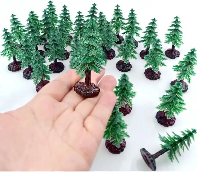 Alt view image 3 of 5 - 30 PCS Miniature Trees Miniature Christmas Tree Figurines for Crafts Plastic Trees Scenery Landscape Model Pine Tree Diorama Trees