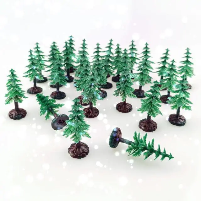 Alt view image 4 of 5 - 30 PCS Miniature Trees Miniature Christmas Tree Figurines for Crafts Plastic Trees Scenery Landscape Model Pine Tree Diorama Trees