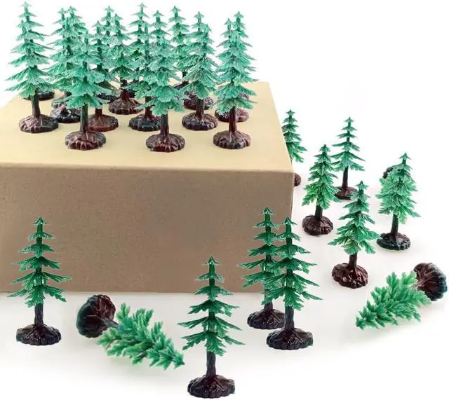 Alt view image 5 of 5 - 30 PCS Miniature Trees Miniature Christmas Tree Figurines for Crafts Plastic Trees Scenery Landscape Model Pine Tree Diorama Trees
