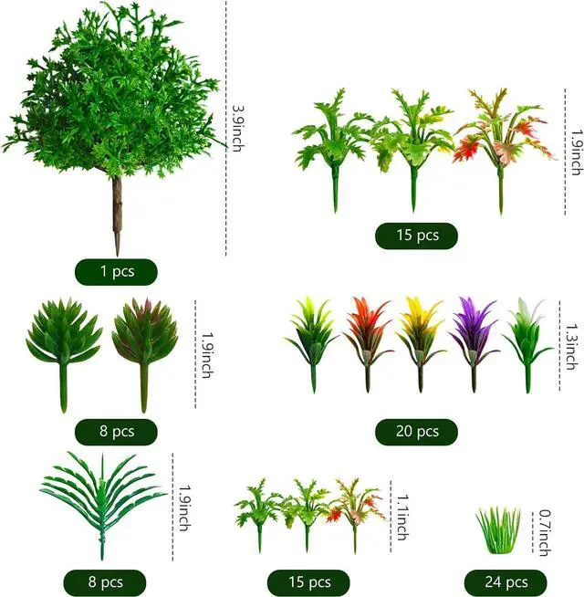 Alt view image 2 of 6 - 91Pcs Model Trees Mixed Miniature Plants Model Train Scenery for Handcrafts