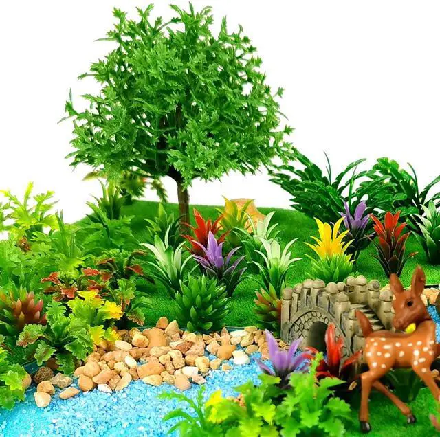 Alt view image 4 of 6 - 91Pcs Model Trees Mixed Miniature Plants Model Train Scenery for Handcrafts