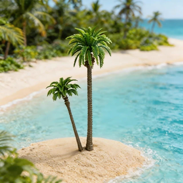 Alt view image 7 of 7 - VICDUEKG 12Pcs Miniature Palm Trees 1.2-6.3 Inch Mixed Model Trees Diorama Supplies Natural Green Fake Mini Plastic Trees for DIY Train Scenery Architectural Layout Project