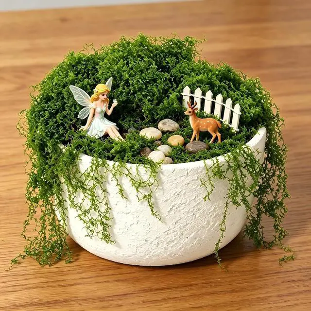 Alt view image 5 of 7 - Fake Green Moss for Potted Plants,Artificial Moss for Crafts Indoor,DIY Table Decorating Fairy Garden Accessories Wedding Party Floral Decor Outdoor (Dark Green 7oz)