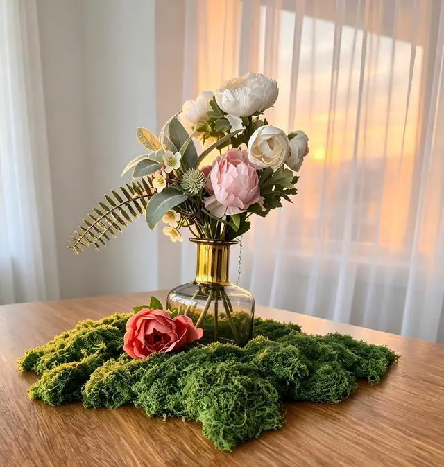 Alt view image 6 of 7 - Fake Green Moss for Potted Plants,Artificial Moss for Crafts Indoor,DIY Table Decorating Fairy Garden Accessories Wedding Party Floral Decor Outdoor (Dark Green 7oz)