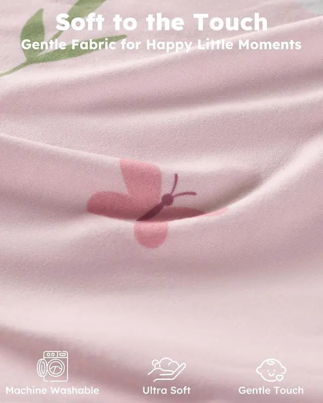 Alt view image 3 of 7 - Baby Crib Sheets Girl, Fitted Crib Sheets 52" x 28", Soft Breathable Microfiber Sheets for Standard Crib and Toddler Mattress, 2-Pack Pink Tulips