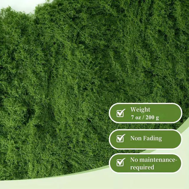 Alt view image 2 of 7 - Fake Green Moss for Potted Plants,Artificial Moss for Crafts Indoor,DIY Table Decorating Fairy Garden Accessories Wedding Party Floral Decor Outdoor (Dark Green 7oz)