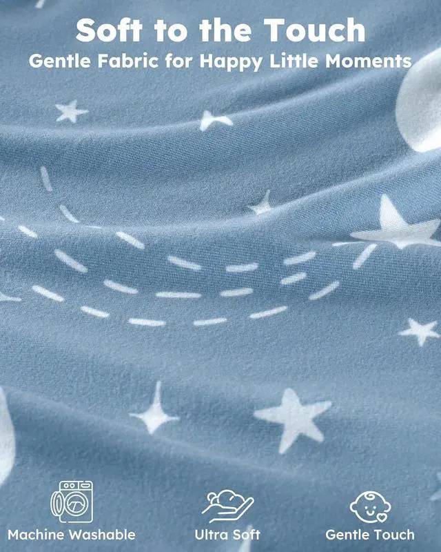 Alt view image 3 of 7 - Baby Crib Sheets for Boys and Girls, Fitted Crib Sheets 52" x 28", Soft Breathable Microfiber Sheets for Standard Crib and Toddler Mattress, 2-Pack Blue Rocket
