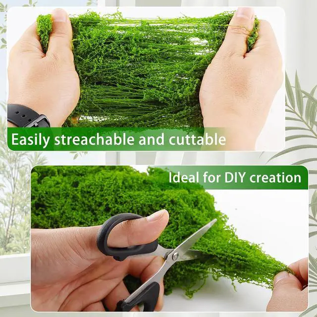 Alt view image 2 of 6 - Yomirduy Artificial Moss for Crafts, 5.3OZ Fake Green Moss for Potted Plants, Faux Moss Decor for DIY Decorative, Walls,Table Centerpieces Decor Fairy Garden Model Making (150g)