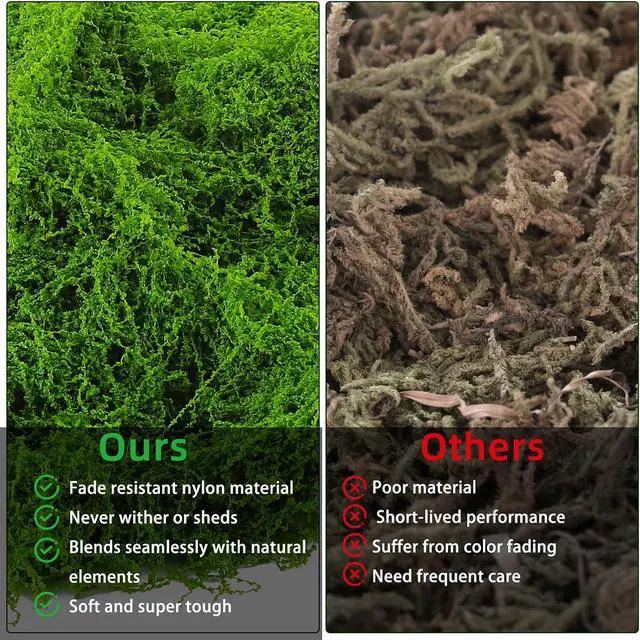 Alt view image 6 of 6 - Yomirduy Artificial Moss for Crafts, 5.3OZ Fake Green Moss for Potted Plants, Faux Moss Decor for DIY Decorative, Walls,Table Centerpieces Decor Fairy Garden Model Making (150g)