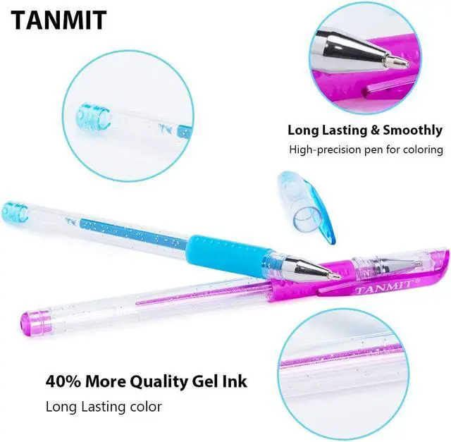 Alt view image 3 of 7 - TANMIT Glitter Gel Pens, 33 Colors Neon Glitter Pens Set Gel Art Markers with 40% More Ink for Adult Coloring Books, Drawing, Journaling, Doodling