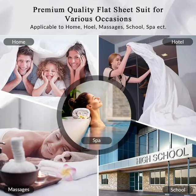 Alt view image 5 of 7 - Royale Linens Queen Flat Sheet - Ultra Soft Brushed 1800 Microfiber Flat Sheets Only - Wrinkle Free & Stain Resistant - Hotel Quality Top Sheet for Bed (Queen, White)