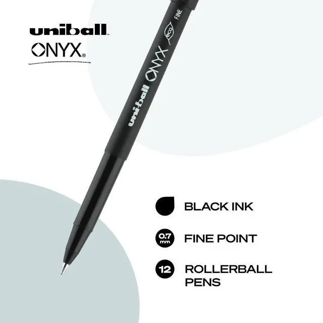 Alt view image 2 of 6 - uniball Onyx Rollerball Pens, Fine Point (0.7mm), Black, 12 Pack