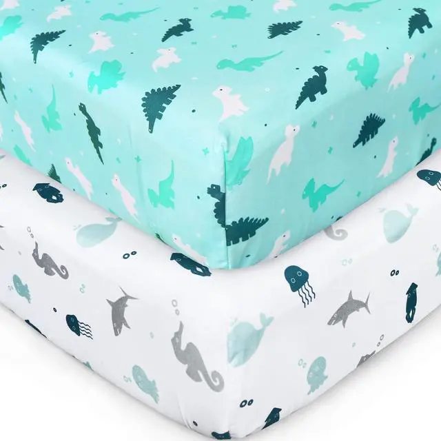 Main image of Crib Sheets for Boys or Girls 2-Pack, Fitted Crib Sheet 52'' x 28''