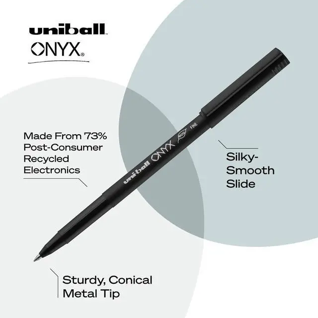Alt view image 3 of 6 - uniball Onyx Rollerball Pens, Fine Point (0.7mm), Black, 12 Pack