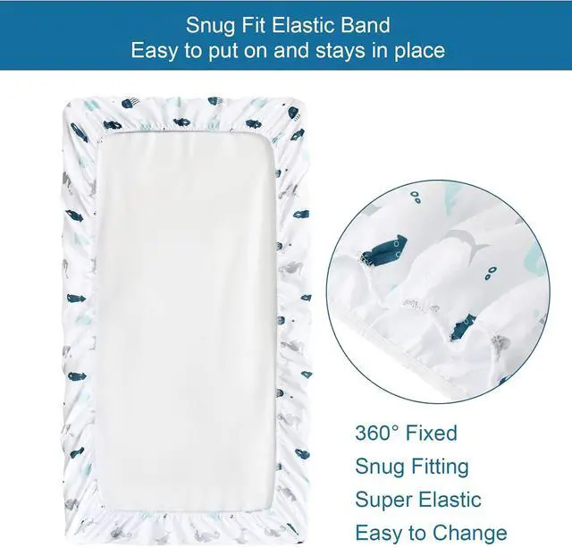 Alt view image 7 of 7 - Crib Sheets for Boys or Girls 2-Pack, Fitted Crib Sheet 52'' x 28''