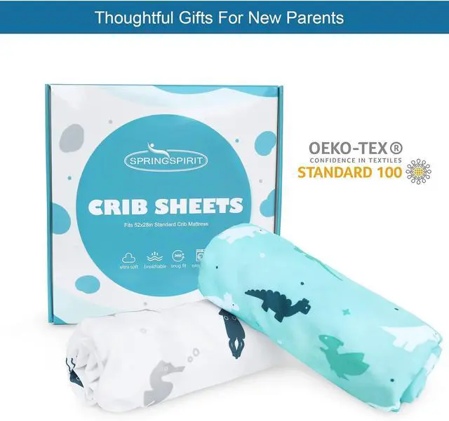 Alt view image 6 of 7 - Crib Sheets for Boys or Girls 2-Pack, Fitted Crib Sheet 52'' x 28''
