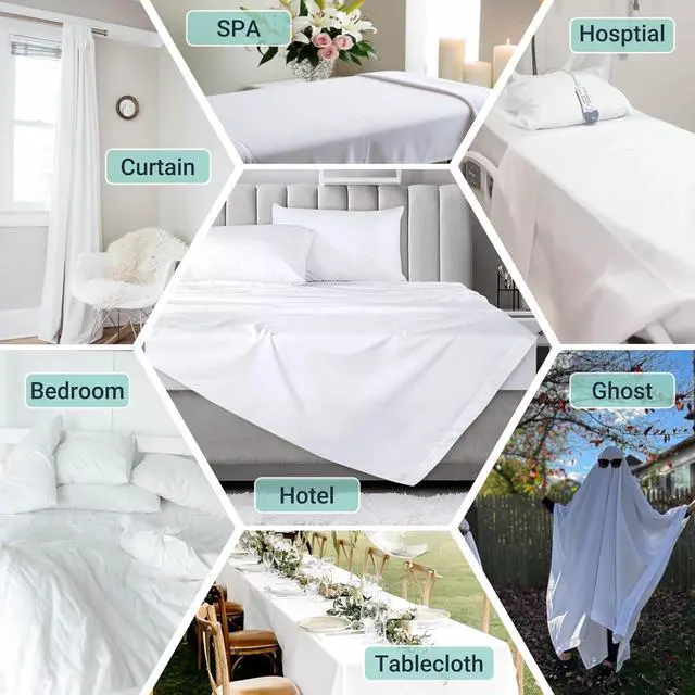 Alt view image 3 of 7 - ZPECC Twin Flat Sheet Only 1 Pack, Durable White Top Bed Sheets Hypoallergenic Soft Brushed Microfiber Color-Coded Hem Threads, 66"x96"