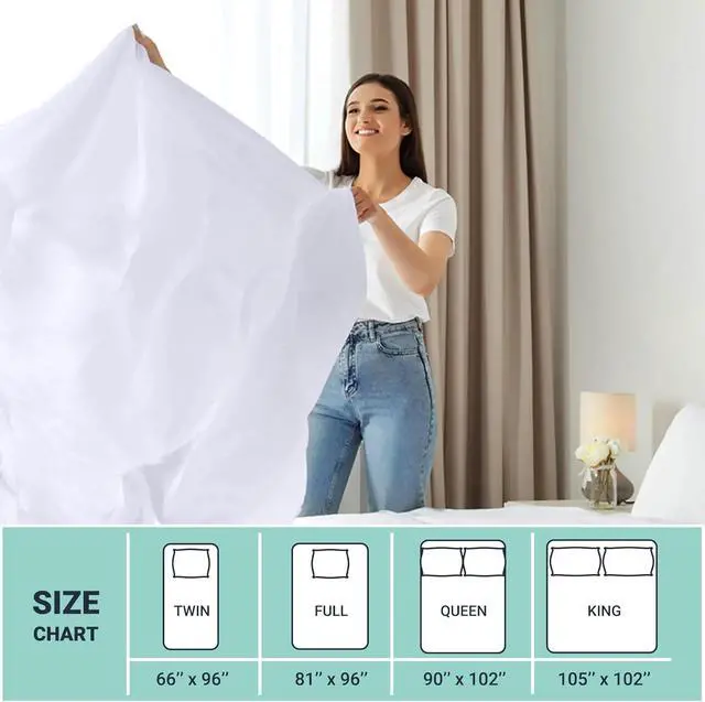 Alt view image 5 of 7 - ZPECC Twin Flat Sheet Only 1 Pack, Durable White Top Bed Sheets Hypoallergenic Soft Brushed Microfiber Color-Coded Hem Threads, 66"x96"