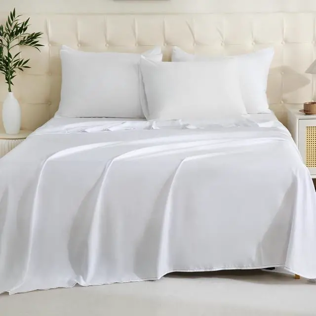 Alt view image 7 of 7 - ZPECC Twin Flat Sheet Only 1 Pack, Durable White Top Bed Sheets Hypoallergenic Soft Brushed Microfiber Color-Coded Hem Threads, 66"x96"