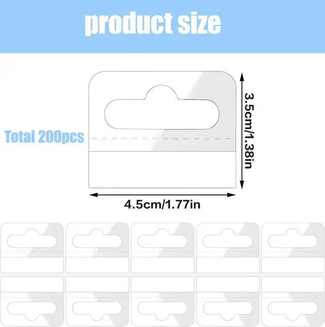 Alt view image 2 of 7 - 200 Pack Plastic Hang Tags Clear Slot Hole Self Adhesive Hanging Tabs Heavy Duty Clear Plastic Hang Tags Hook for Store Retail Display Tab
