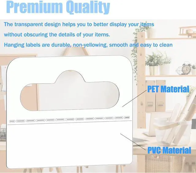 Alt view image 4 of 7 - 200 Pack Plastic Hang Tags Clear Slot Hole Self Adhesive Hanging Tabs Heavy Duty Clear Plastic Hang Tags Hook for Store Retail Display Tab