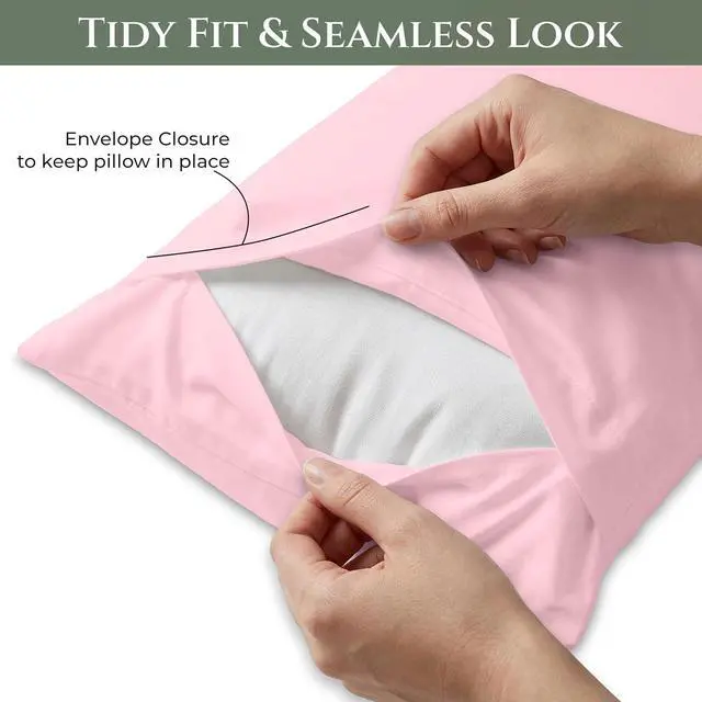 Alt view image 3 of 7 - Royale Linens 100% Cotton Pillow Cases Standard Size Set of 2 - Percale Pillowcase - Pink Pillow Cases Super Soft Cooling & Breathable Hotel Cotton Pillowcases, Fits Standard Pillows (20"x26", Pink)